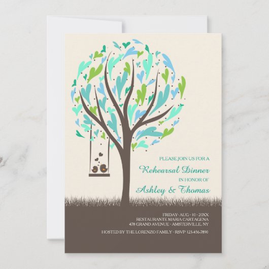 Lovebirds op een swing-uitnodiging kaart (Voorkant)