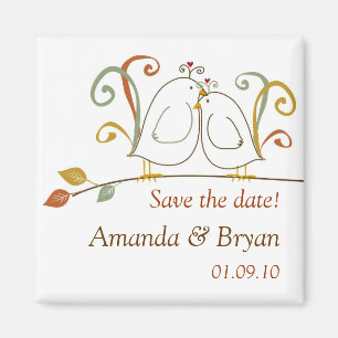 Lovebirds op takken Save the Dates Magneet
