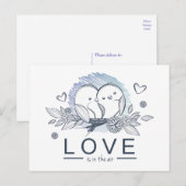 Lovebirds Paarse Floral Wedding Verloving Bruid Briefkaart (Voorkant / Achterkant)