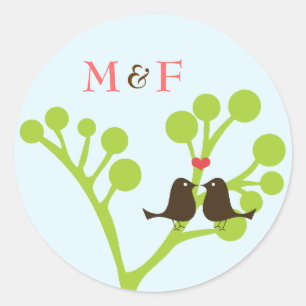 Lovebirds (poederblauw) ronde sticker