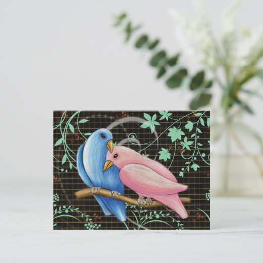 Lovebirds Postcard Briefkaart (Staand voorkant)