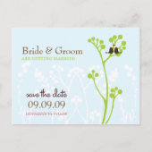 Lovebirds (Powder Blue) Bewaar de datum Aankondigingskaart (Voorkant)