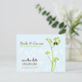 Lovebirds (Powder Blue) Bewaar de datum Aankondigingskaart (Staand voorkant)