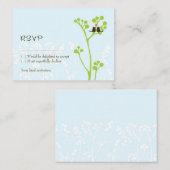 Lovebirds (Powder Blue) RSVP-kaart Informatiekaartje (Voorkant / Achterkant)