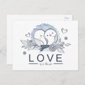Lovebirds Purple Love Wedding Briefkaart (Voorkant / Achterkant)