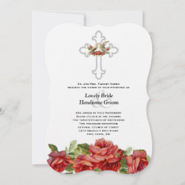 Lovebirds Red Roses Christelijke bruiloft Kaart