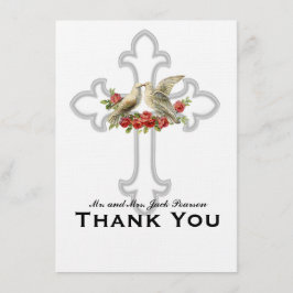 Lovebirds Red Roses gepersonaliseerd Dank u Bedankkaart