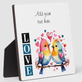 Lovebirds romantic custom text valentine blue fotoplaat
