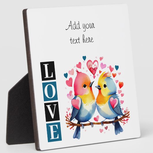 Lovebirds romantic custom text valentine blue fotoplaat