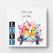 Lovebirds romantic custom text valentine blue fotoplaat (Voorkant)