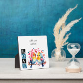 Lovebirds romantic custom text valentine blue fotoplaat (Insitu)