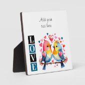 Lovebirds romantic custom text valentine blue fotoplaat (Voorkant)