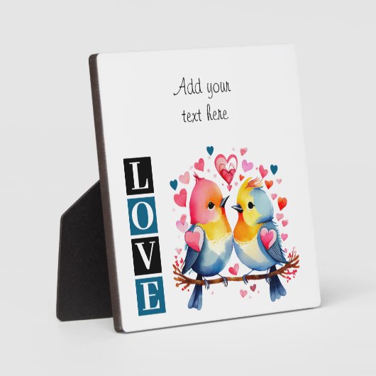 Lovebirds romantic custom text valentine blue fotoplaat (Voorkant)