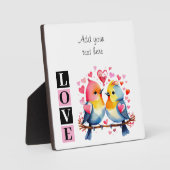 Lovebirds romantic custom text valentine pink fotoplaat (Voorkant)