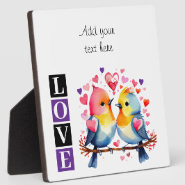 Lovebirds romantic custom text valentine purple fotoplaat
