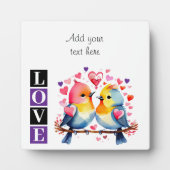 Lovebirds romantic custom text valentine purple fotoplaat (Voorkant)