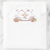 Lovebirds roze en bruin bruiloft liefde ovale sticker (Tas)