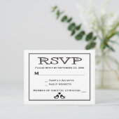Lovebirds RSVP zwart-wit bruiloft Uitnodiging Briefkaart (Staand voorkant)