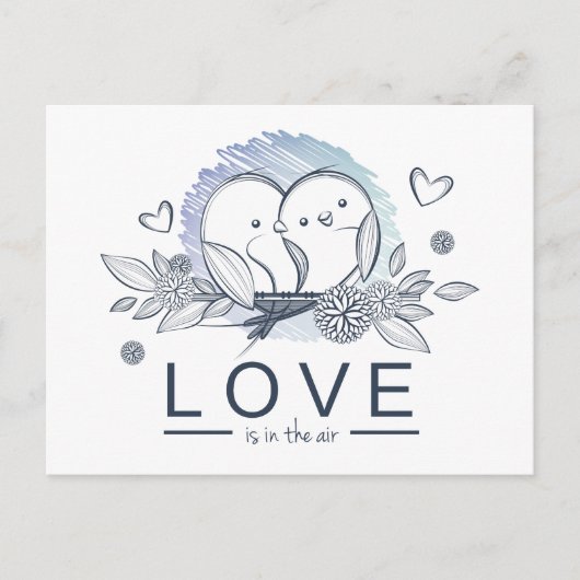 Lovebirds save the date Paarse bruiloft Aankondigingskaart (Voorkant)