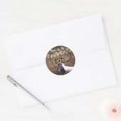 Lovebirds & String Lights Monogram Rustieke Bruilo Ronde Sticker (Envelop)