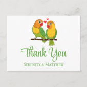 Lovebirds Tortelduifjes bruiloft dank u Briefkaart (Voorkant)