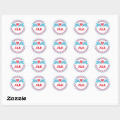 Lovebirds turkoois en rode ronde sticker (Vel)