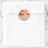 Lovebirds Uil op Burlap Wedding Sticker (Tas)