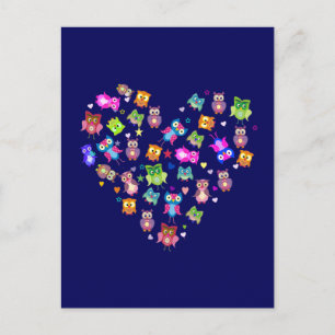 Lovebirds - uilen briefkaart