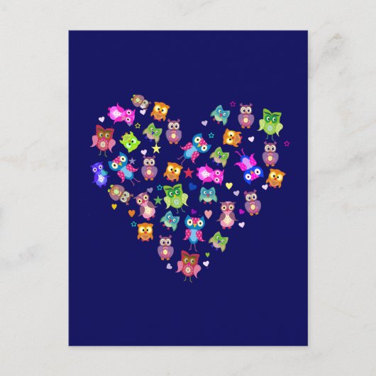 Lovebirds - uilen briefkaart (Voorkant)