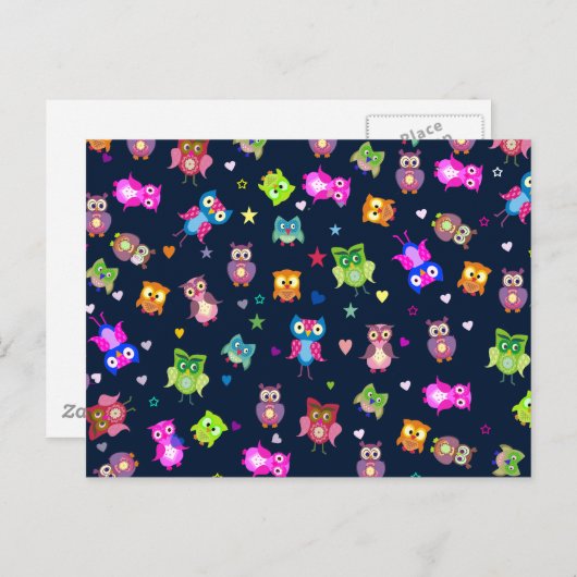 Lovebirds - uilen briefkaart (Voorkant / Achterkant)