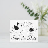 Lovebirds Zwart Wit Trouwen Save The Date Briefkaart (Staand voorkant)