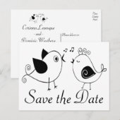 Lovebirds Zwart Wit Trouwen Save The Date Briefkaart (Voorkant / Achterkant)