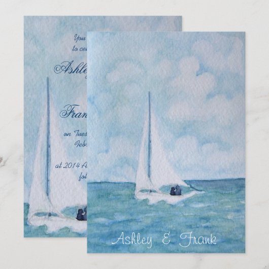 Loveboot (b) huwelijksuitnodiging kaart (Voorkant / Achterkant)