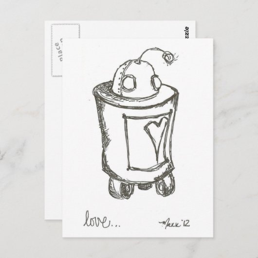 Lovebot Robot Love Briefkaart (Voorkant / Achterkant)