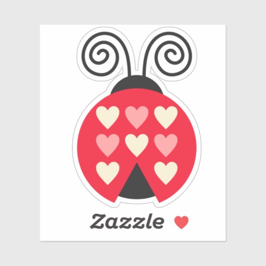 Lovebug Hearts Ladybug Die Cut Sticker Decal (Vel)