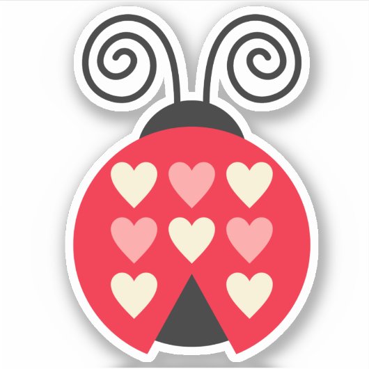 Lovebug Hearts Ladybug Die Cut Sticker Decal (Voorkant)