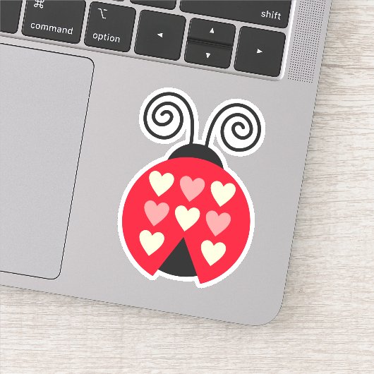 Lovebug Hearts Ladybug Die Cut Sticker Decal (Detail)