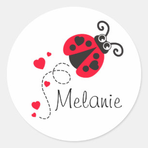 Lovebug ladybug rode witte-naamsticker ronde sticker