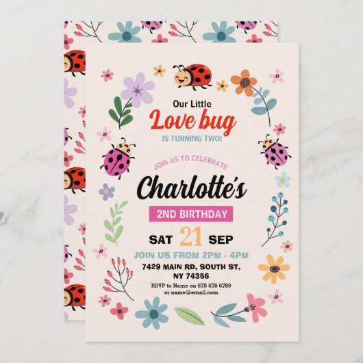 Lovebug Verjaardag Meisjes Jongens Liefde Bug Lady Kaart (Voorkant / Achterkant)