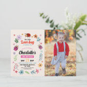 Lovebug Verjaardag Meisjes Love Bug Ladybird Foto' Kaart (Staand voorkant)