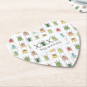 Lovebugs Bugs en Kisses XOXO Valentijnsdag Kartonnen Onderzetters