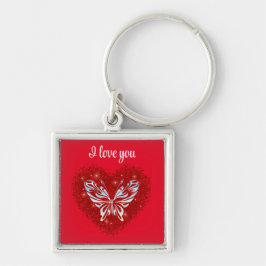 Lovecore passie hart en glitter vlinder sleutelhanger