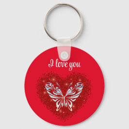 Lovecore passion hart en glitter butterfly sleutelhanger
