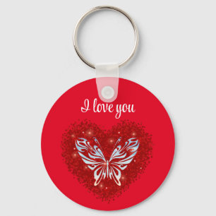 Lovecore passion hart en glitter butterfly sleutelhanger