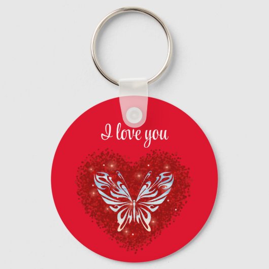 Lovecore passion hart en glitter butterfly sleutelhanger (Voorkant)