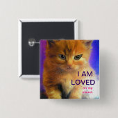 "LOVED" — Alien Kitten Vierkante Button 5,1 Cm (Voorkant /achterkant)