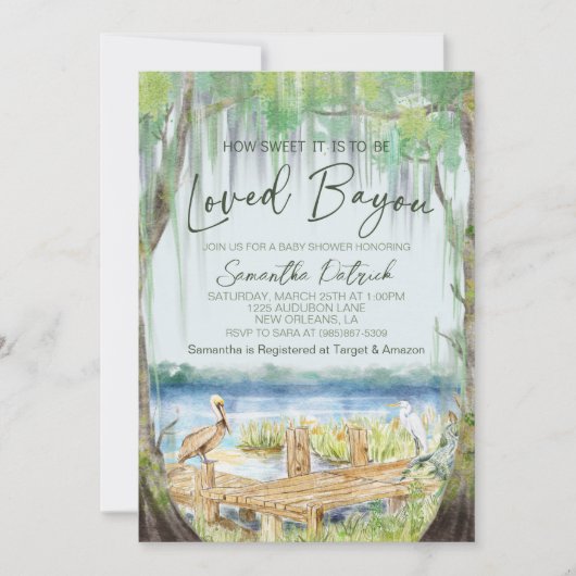 Loved Bayou Swamp Baby shower Invitation Kaart (Voorkant)