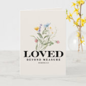 Loved Beyond Measure – Romans 5:8 Christian Bible Kaart (Gele Bloem)