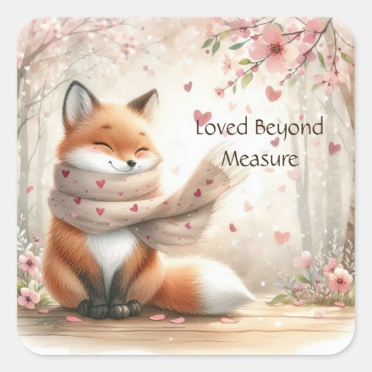 Loved Beyond Measure Whimsical Fox Sticker (Voorkant)