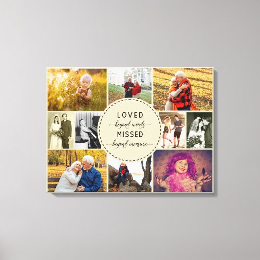 Loved Beyond Wordorial Photo Collage Natural Canvas Afdruk (Voorkant)